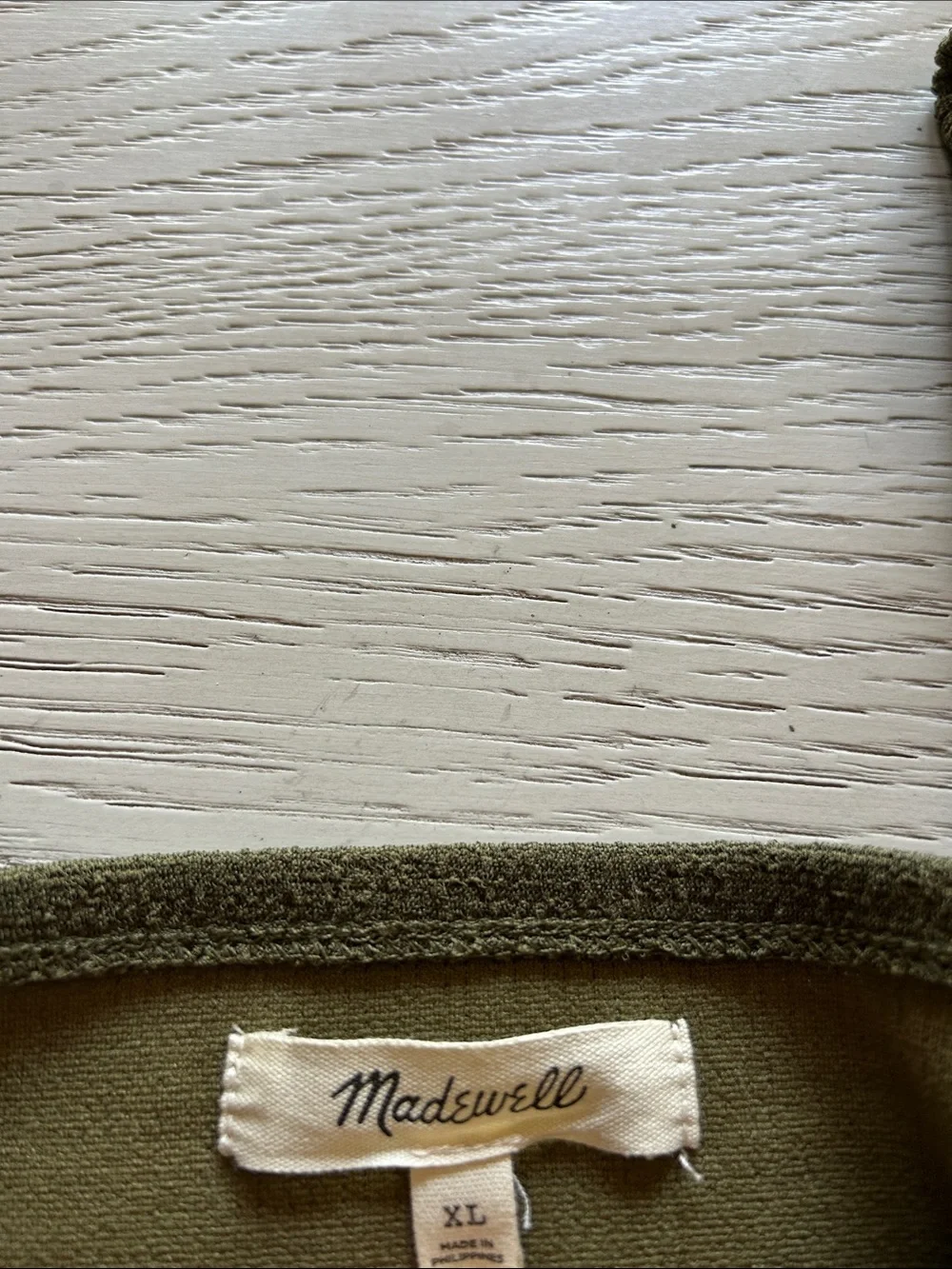 Madewell Olive Square Neck Puff Sleeve Long Sleeve Top